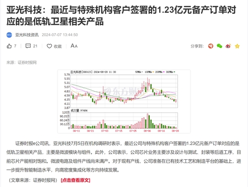 亞光科技最新動態(tài)??